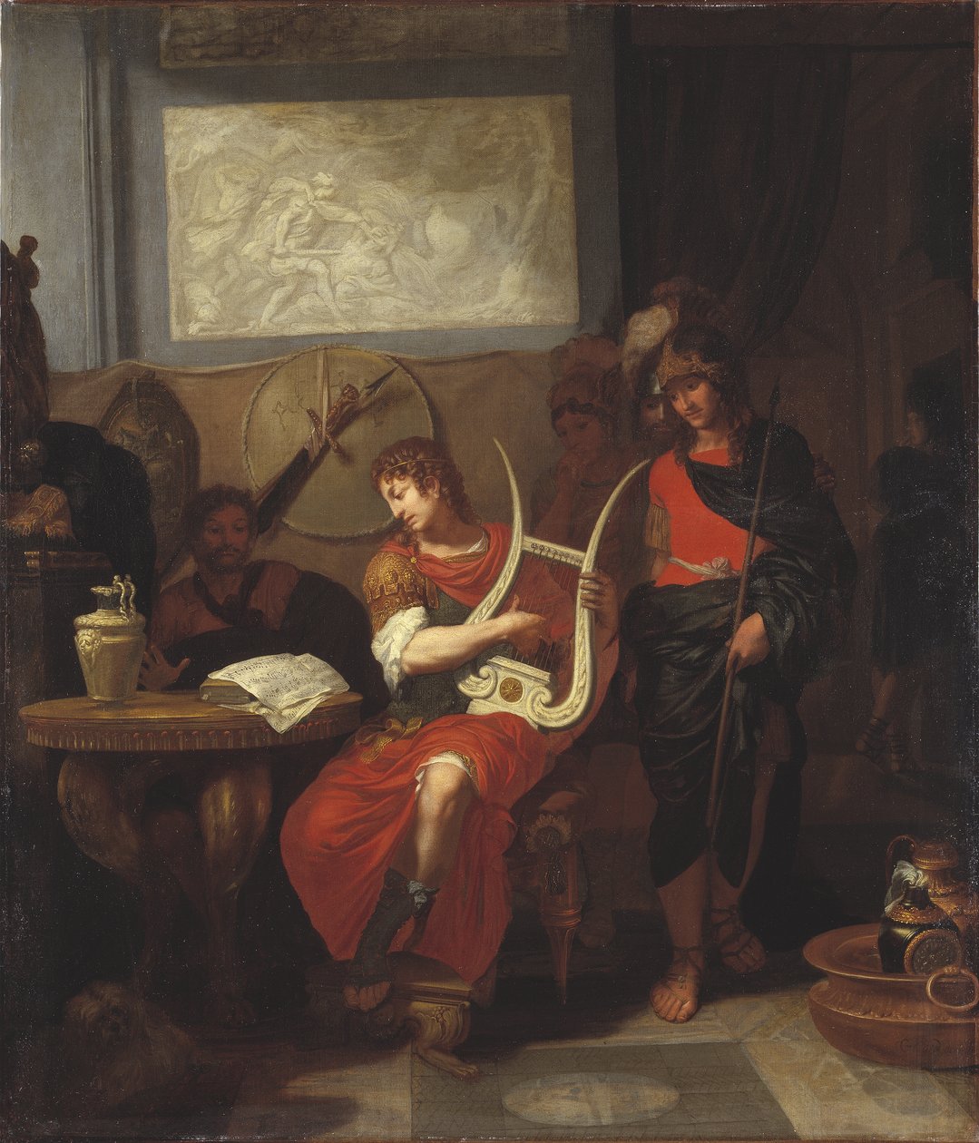 أخيل يعزف على القيثارة عند وصول مبعوثي أجاممنون ، 1675-80 بواسطة جيرارد دي لايرس