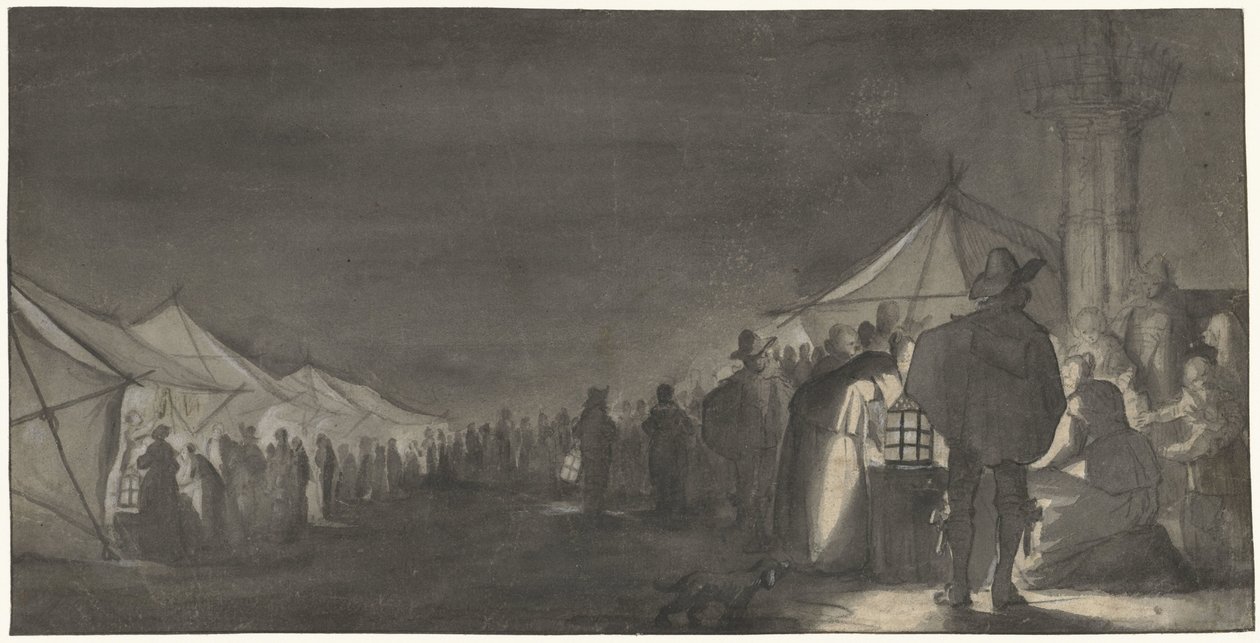 The Melkmarkt في Zwolle ، في الليل بواسطة جيرارد تير بورش (الثاني)