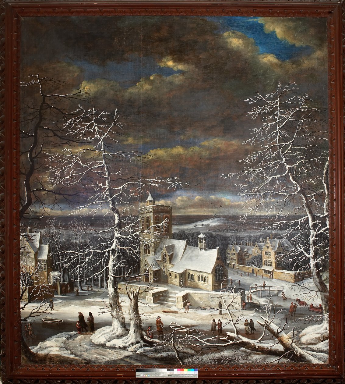 A Village in Winter with Figures on the Ice (oil on canvas) بواسطة جيرارد فان إيديما