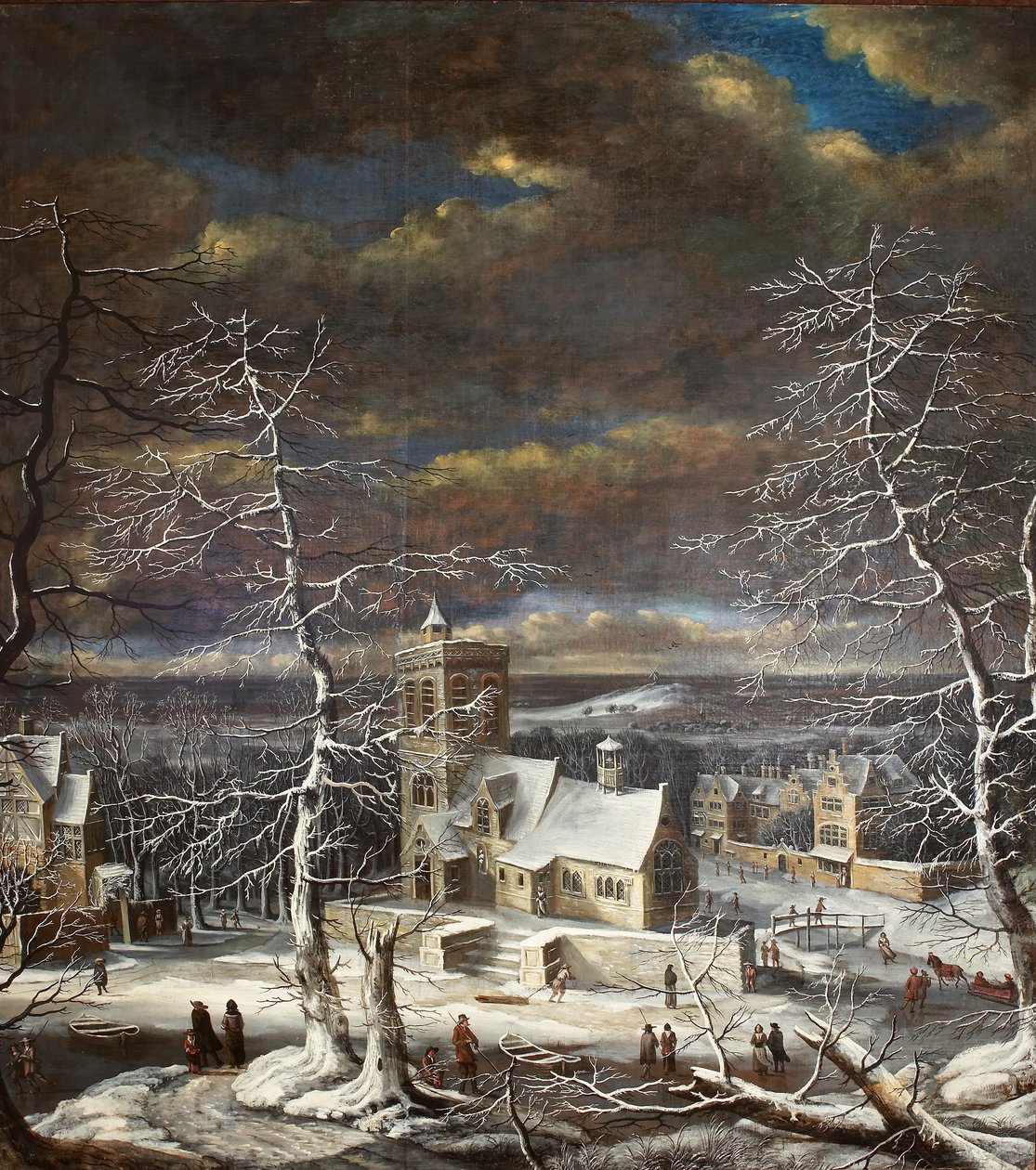 A village in winter in an extensive landscape with figures on the ice (oil on canvas) بواسطة جيرارد فان إيديما