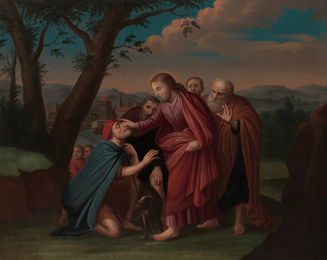 المسيح شفاء الأعمى ، كاليفورنيا. 1725 - 30. بواسطة جيراردوس دويكينك