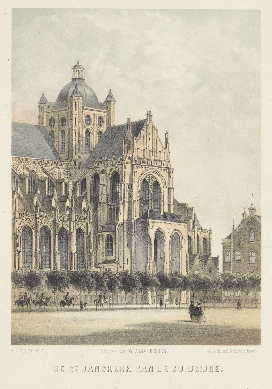 The Sint Janskerk في دن بوش القديس يانسكيرك على الجانب الجنوبي (العنوان على الجسم) بواسطة جيراردوس يوهانس بوس