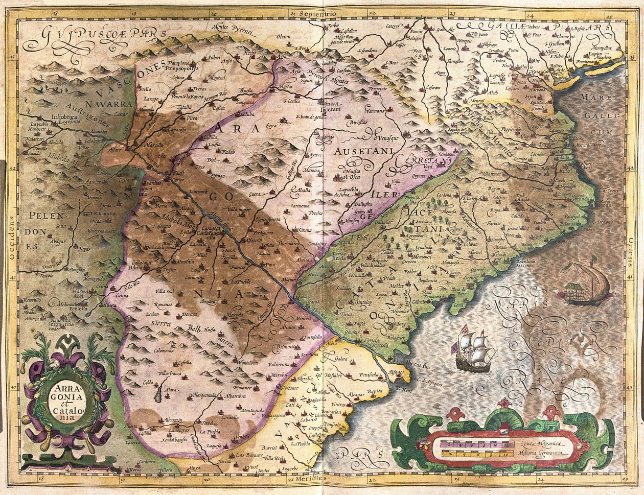 أراغون وكاتالونيا ، أسبانيا (نقش بواسطة جيراردوس مركاتور