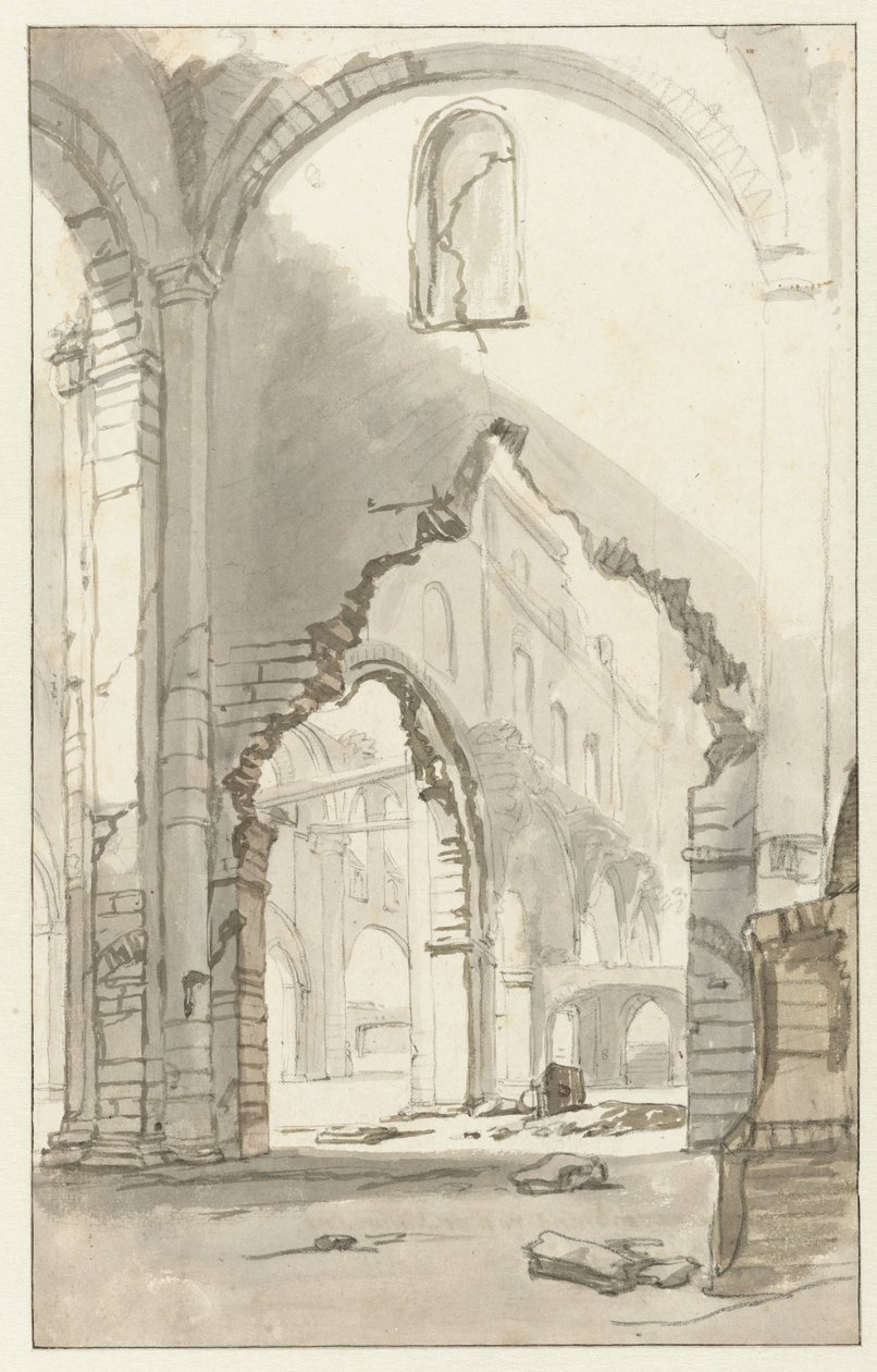 الجزء الداخلي من Nieuwe Kerk في أمستردام ، بعد الحريق الكبير عام 1645 بواسطة جيربراند فان دن إيكهوت