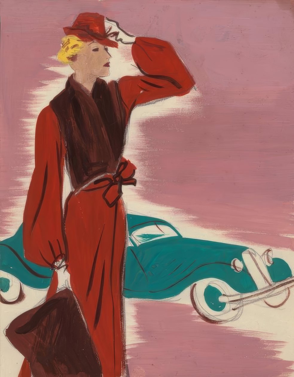 أزياء المرأة 1930s - فستان مع سرق - تصلب بواسطة جيرد هارتونج