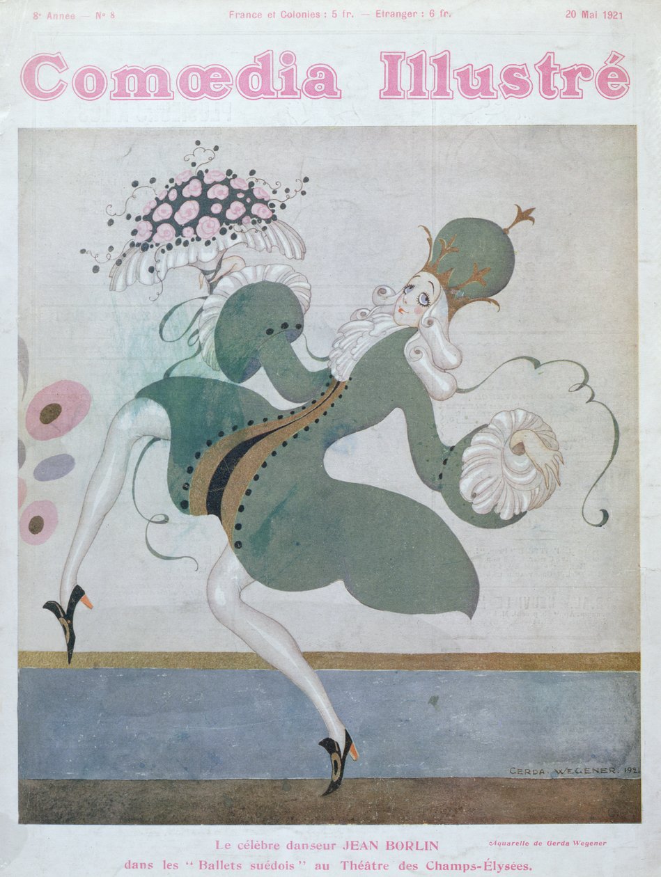 جان بورلين (1893-1930) نجم الباليه الملكي السويدي ، من الغلاف الأمامي لـ "Comoedia Illustre" ، مايو 1921 بواسطة جيردا ماري فريدريك فيجنر