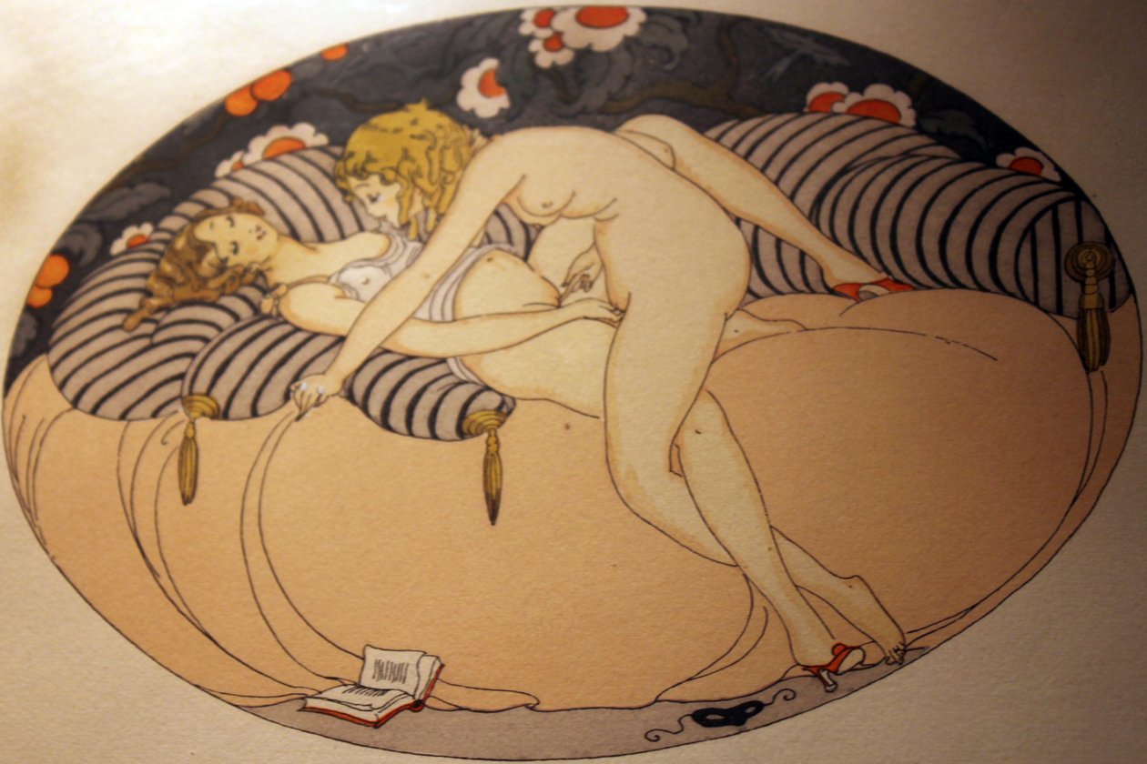 سلسلة من الألوان المائية ، نُشرت عام 1925 تحت عنوان Les Delassements d&39;Eros in Erotopolis Paris بواسطة جيردا ماري فريدريك فيجنر