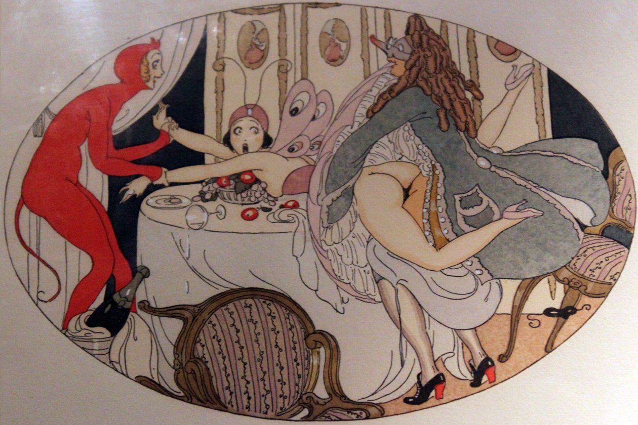 تم نشر سلسلة من الألوان المائية في Erotopolis Paris عام 1925 تحت عنوان The Delights of Eros بواسطة جيردا ماري فريدريك فيجنر
