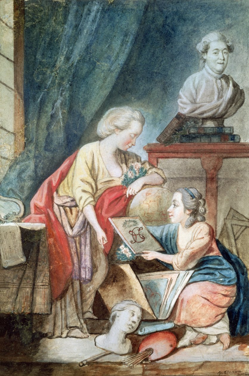 عائلة نيكر في عام 1780 (باستيل ، غواش و wc على ورق) بواسطة جيرمين نيكر