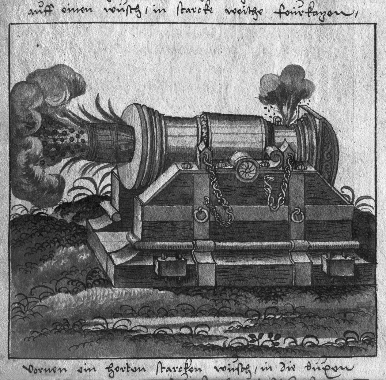 مدفع ، رسم توضيحي من "L&39;Art de l&39;Artillerie" بواسطة Wolff de Senftenberg ، أواخر القرن السادس عشر (قلم رصاص ومرحاض على الورق) بواسطة المدرسة الألمانية