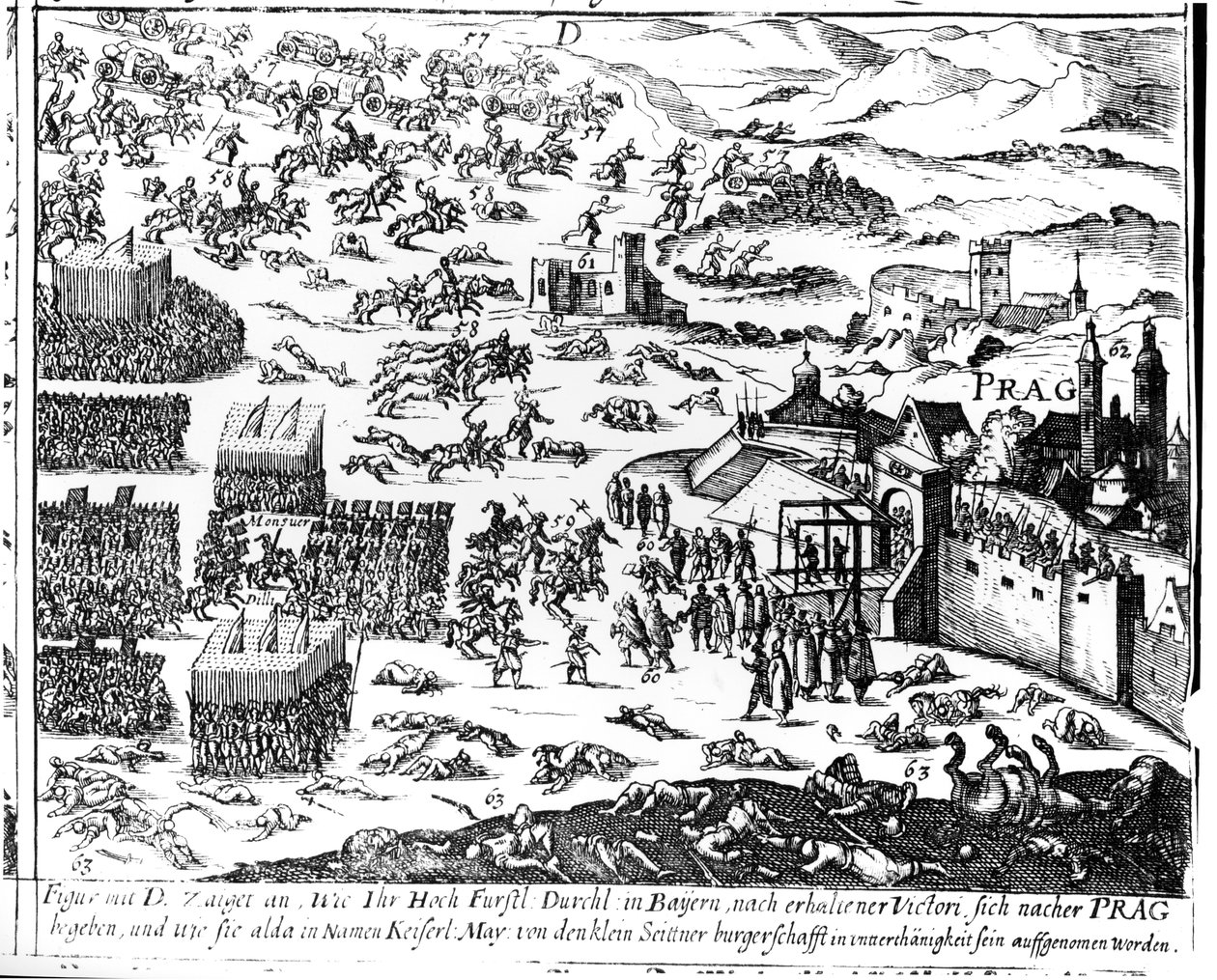 تدمير براغ ، 1618 بواسطة المدرسة الألمانية