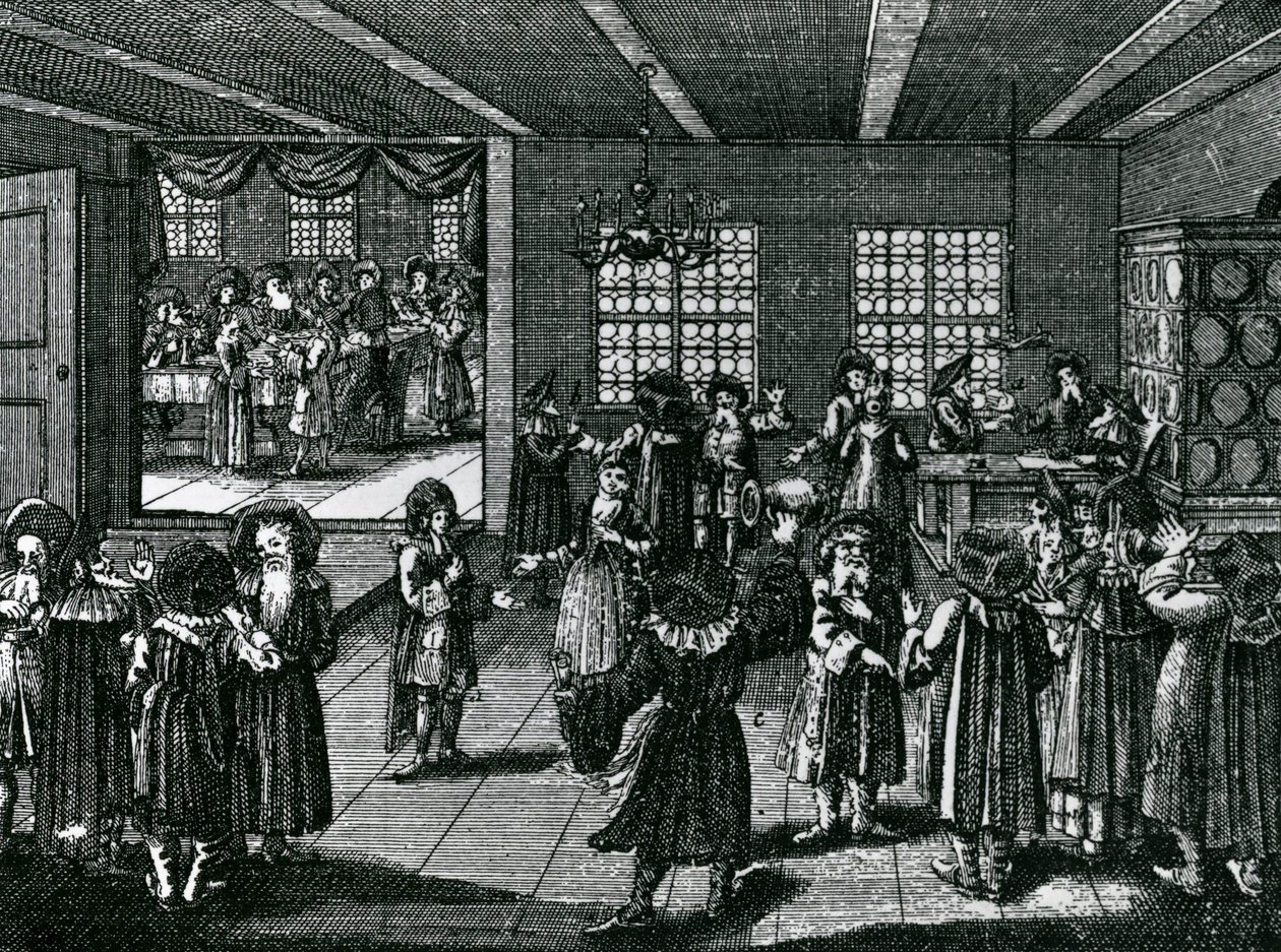 احتفال المشاركة اليهودية ، من "Judisches Ceremoniel" ، بقلم بول كريستيان كيرشنر ، 1726 بواسطة المدرسة الألمانية