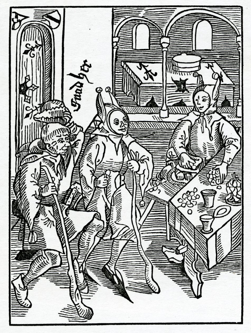 من Auaryce أو Couetyse و prodygalyte ، توضيح من ترجمة ألكسندر باركلي الإنجليزية لـ "The Ship of Fools" ، من طبعة نشرت في عام 1874 بواسطة المدرسة الألمانية