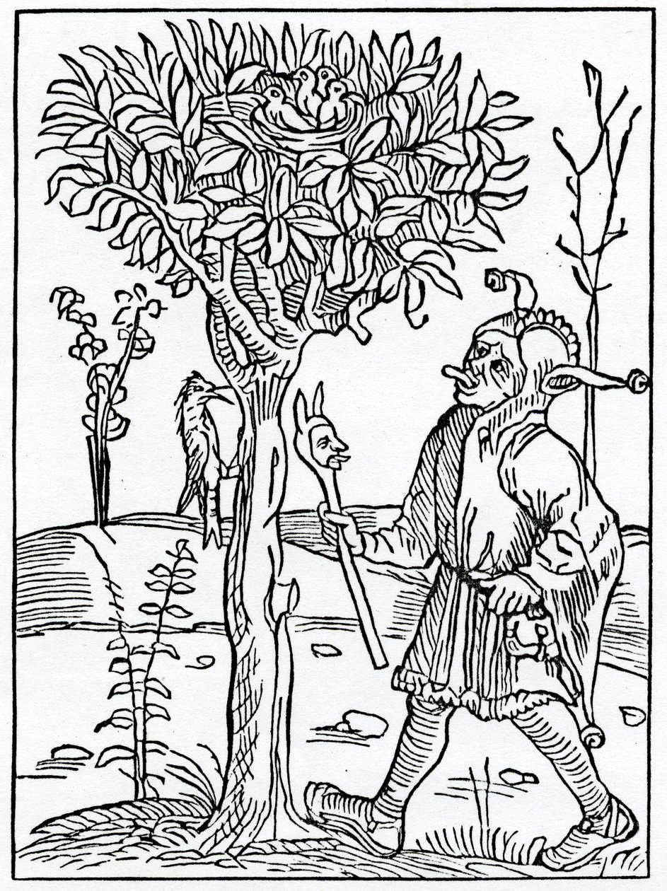 من moche spekynge أو bablynge ، رسم توضيحي من ترجمة ألكسندر باركلي الإنجليزية لـ "The Ship of Fools" ، من طبعة نشرت في عام 1874 بواسطة المدرسة الألمانية