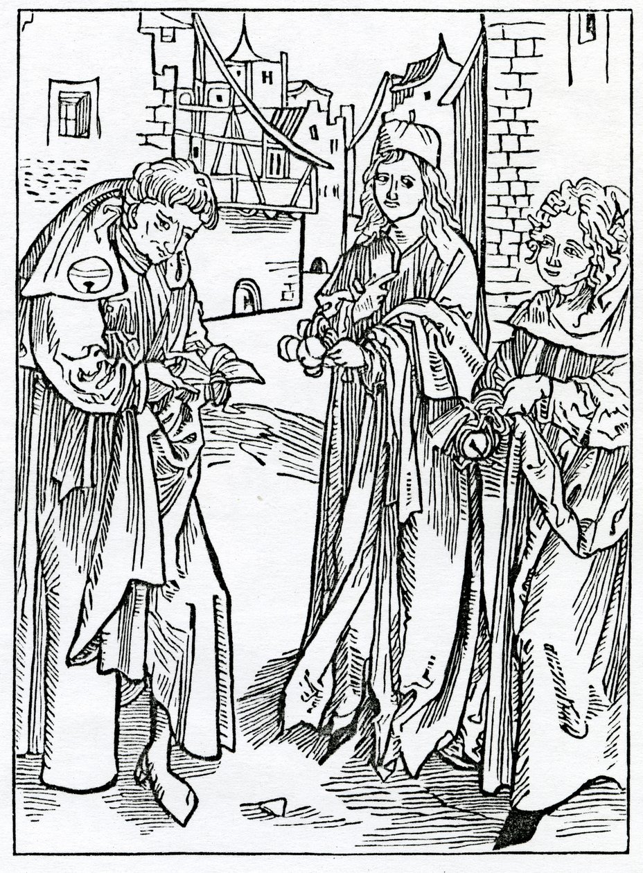 من ستودي غير مربح ، رسم توضيحي من ترجمة ألكسندر باركلي الإنجليزية لـ "The Ship of Fools" ، من طبعة نشرت عام 1874 بواسطة المدرسة الألمانية