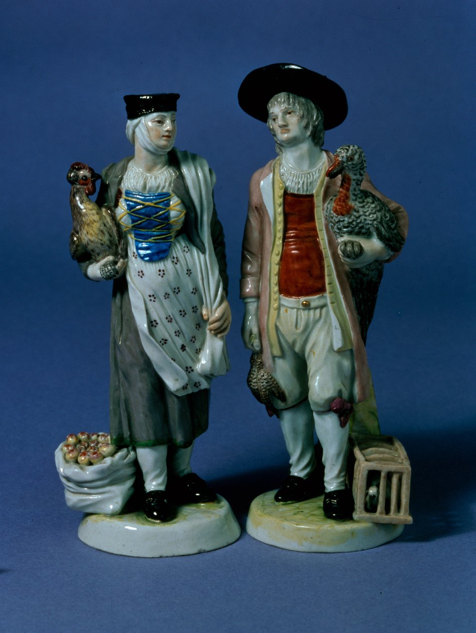 زوج من بائعي الديك الرومي ، ربما تم تصميمه بواسطة Jean-Jacob Louis (1703-72) ، Ludwigsburg ، c.1765 (الخزف) بواسطة المدرسة الألمانية