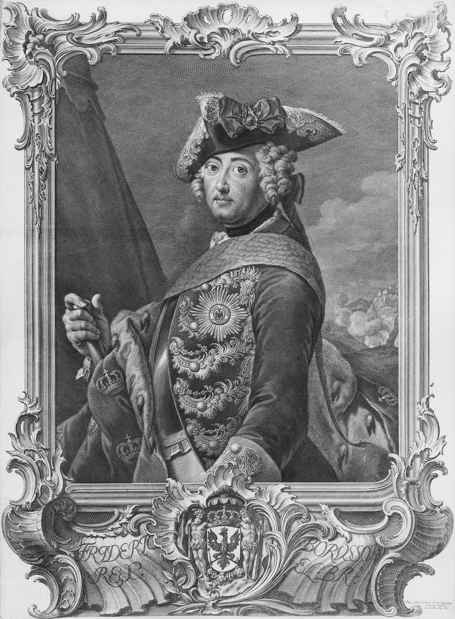 صورة فريدريك الثاني ، العظيم (1712-86) ، منقوش بواسطة كيليان ، فيليب أندرياس (1714-59) بواسطة المدرسة الألمانية