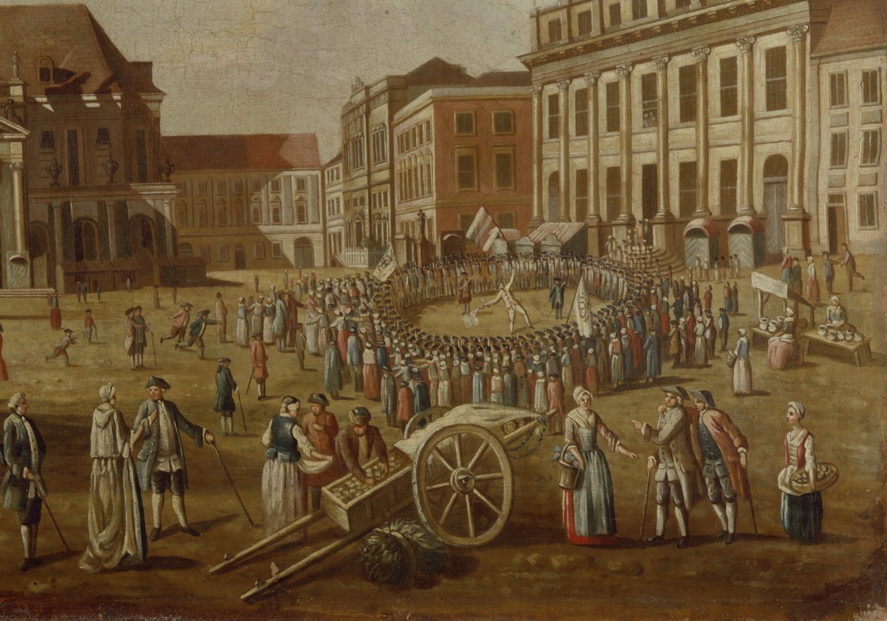 فنانو الشوارع في Alter Markt ، 1771 (التفاصيل من 330438) بواسطة المدرسة الألمانية