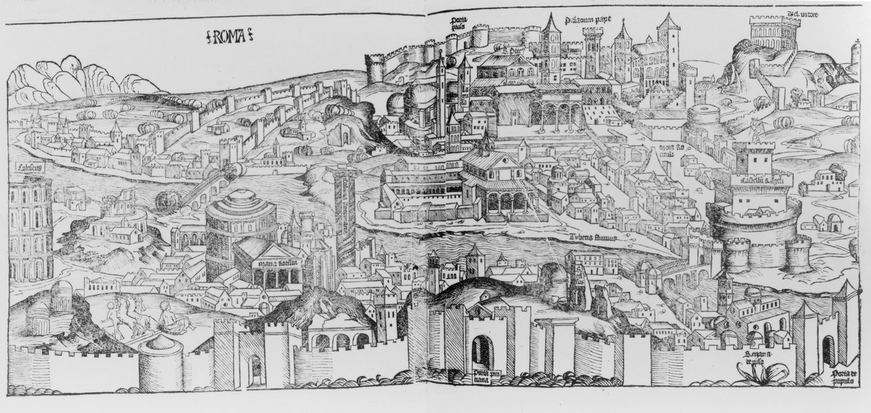 منظر لروما ، 1493 بواسطة المدرسة الألمانية