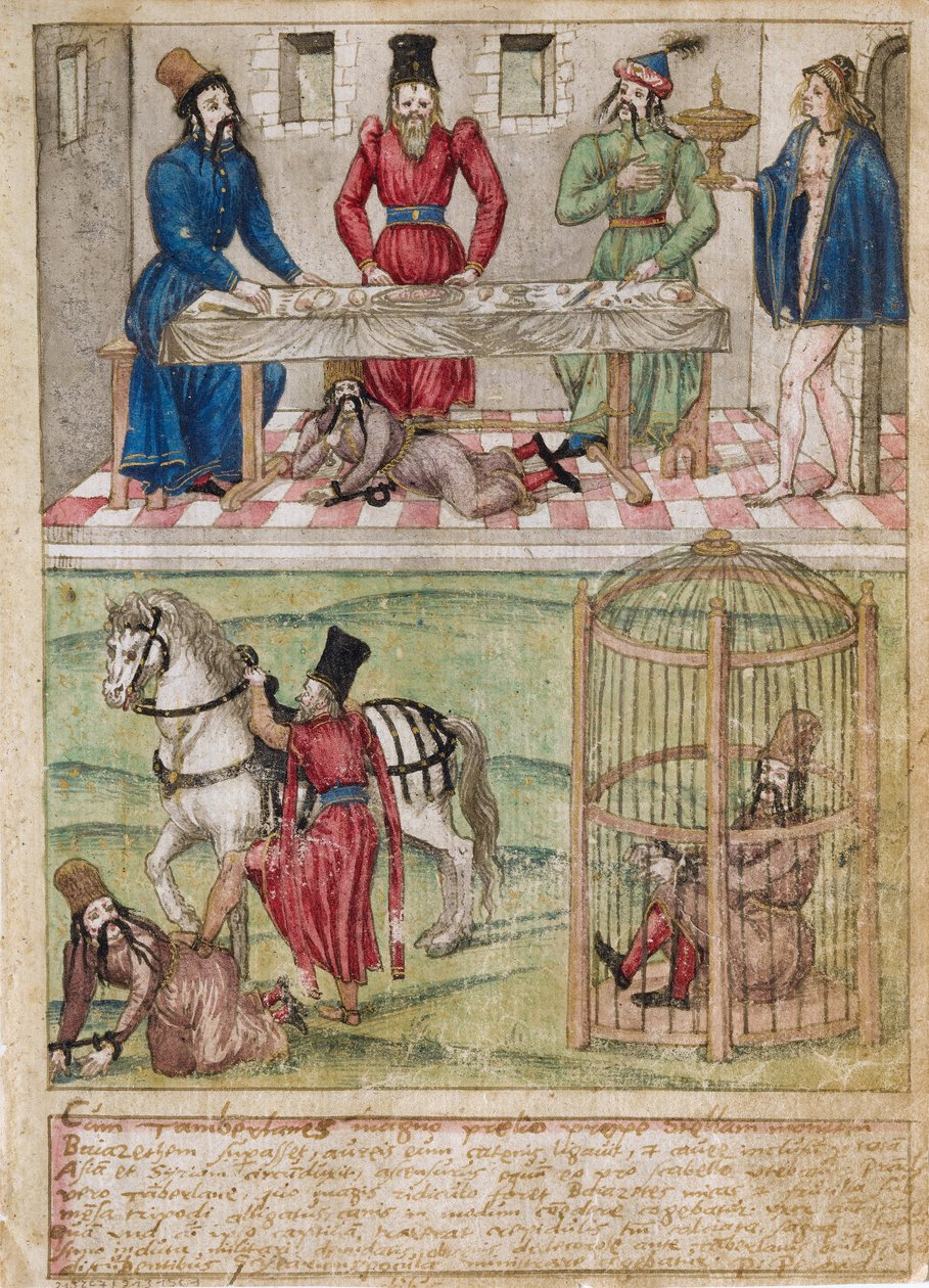 سجن بايزيد الأول من قبل تيمور ، قبل 1561 بواسطة سيد ألماني