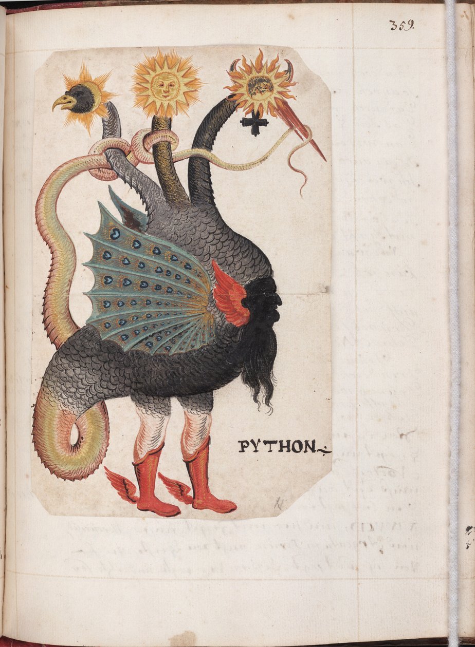 Python from: الكيمياء و Rosicrucian Compendium ، حوالي 1760 بواسطة سيد ألماني