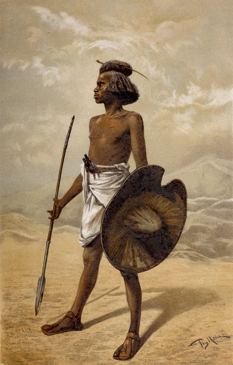 محارب نوبي ، من تاريخ البشرية ، المجلد الثالث ، للأستاذ فريدريش راتزيل ، 1898 بواسطة المدرسة الألمانية