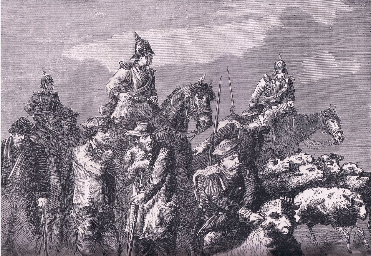 A foraging party, Cassells History of the War between France and Germany published by Cassell and Company Limited, c.1890 (litho) بواسطة المدرسة الألمانية