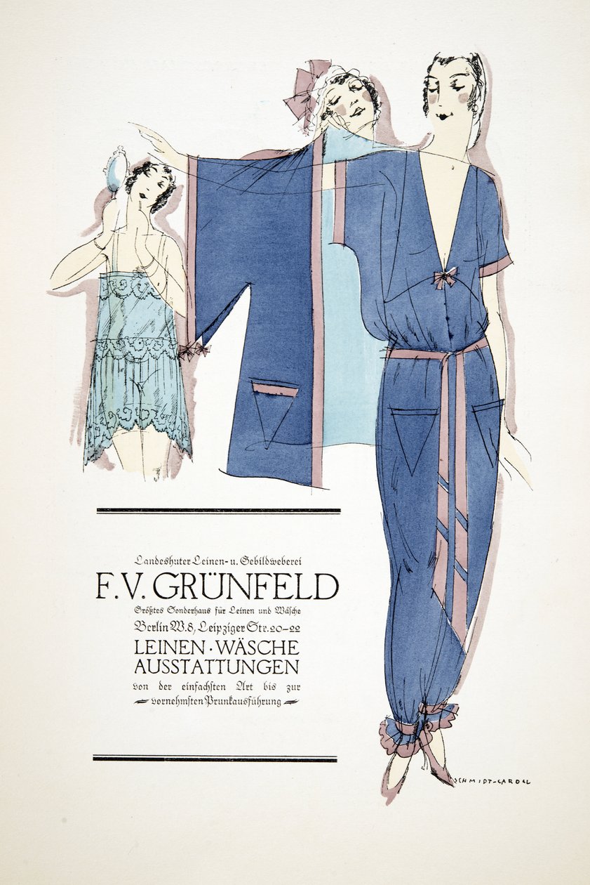 إعلان عن "FV Grunfeld" من Styl، pub 1922 (pochoir print) بواسطة المدرسة الألمانية