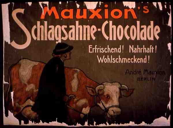 إعلان عن "Mauxion's Cream Chocolate" برلين (لون ليثو) بواسطة المدرسة الألمانية
