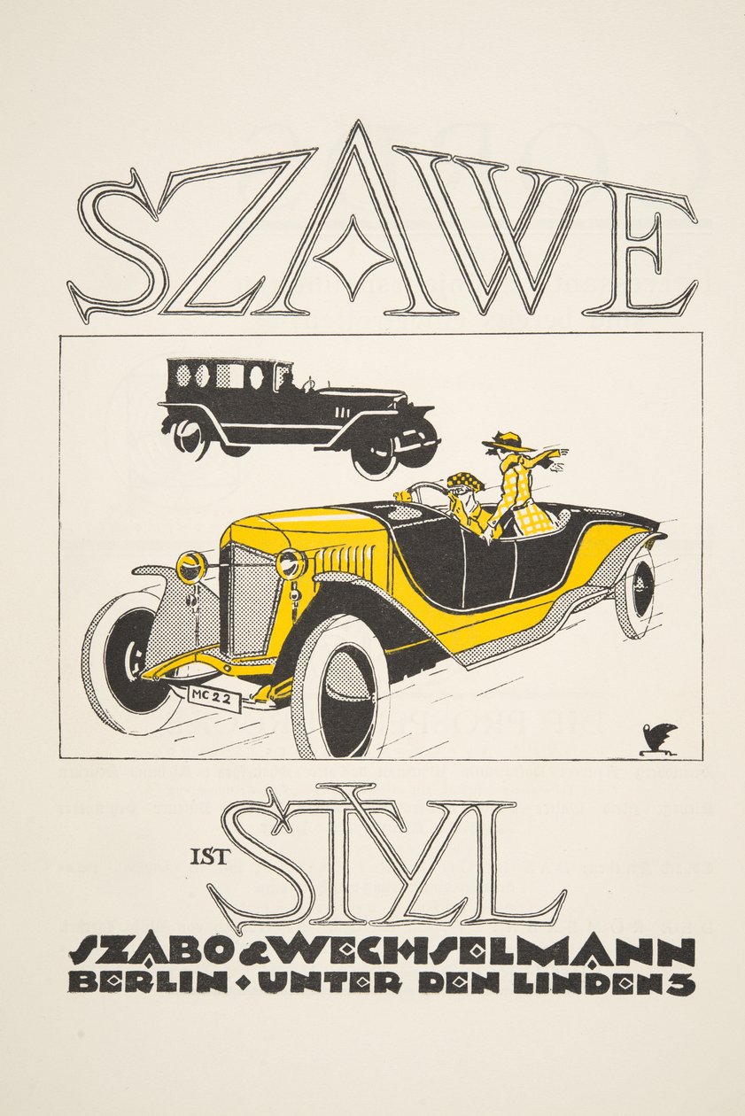 إعلان لـ Szawe (Szabo & Wechselmann) ، من Styl ، pub 1922 (pochoir print) بواسطة المدرسة الألمانية