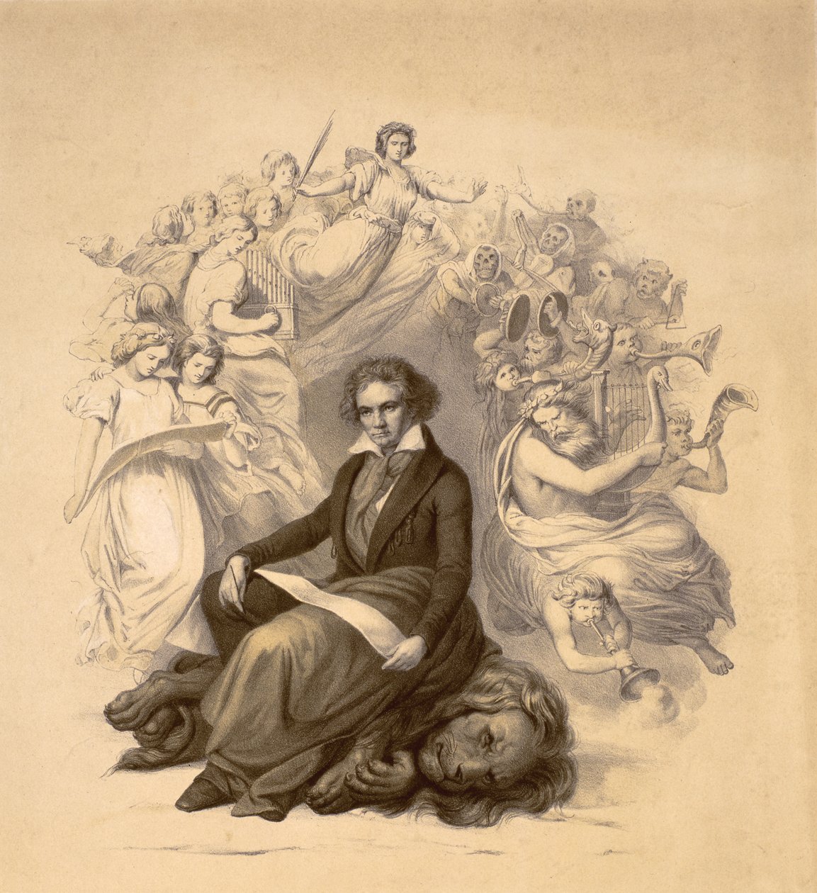 صورة مجردة لودفيغ فان بيتهوفن (1770-1827) بواسطة المدرسة الألمانية