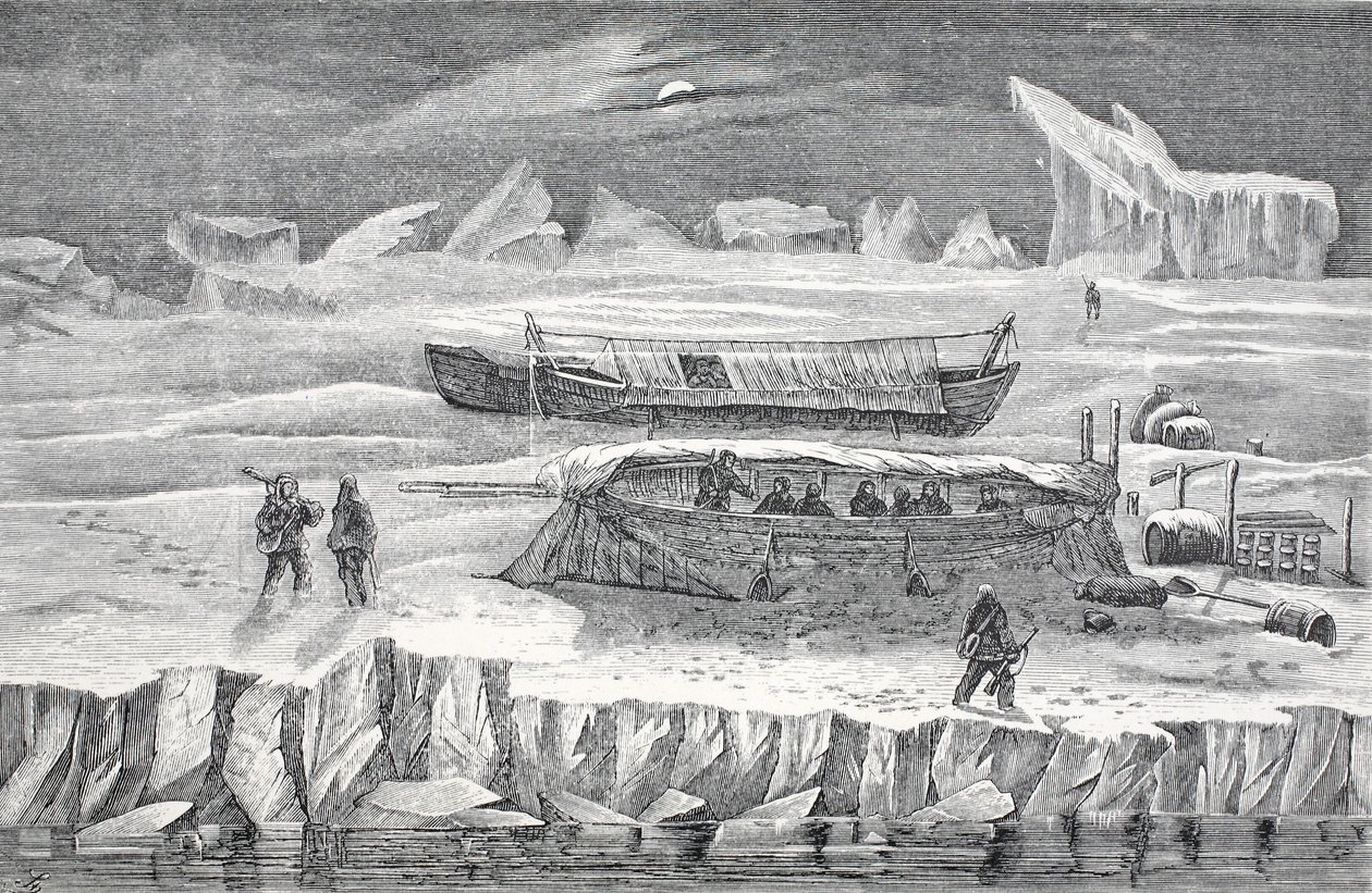 Bivouac في قوارب ، حانة. لندن 1874 بواسطة المدرسة الألمانية
