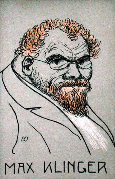 رسم كاريكاتوري لماكس كلينجر (1857-1920) (ليثو ملون) بواسطة المدرسة الألمانية