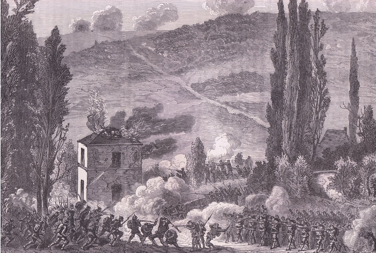 Combat at Chatillon ، Cassells History of the War بين فرنسا وألمانيا التي نشرتها Cassell and Company Limited ، c1890 (litho) بواسطة المدرسة الألمانية