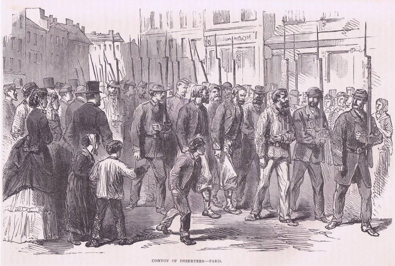 قافلة الفارين من باريس ، تاريخ الحرب بين فرنسا وألمانيا Cassells الذي نشرته شركة Cassell and Company Limited ، c1890 (litho) بواسطة المدرسة الألمانية