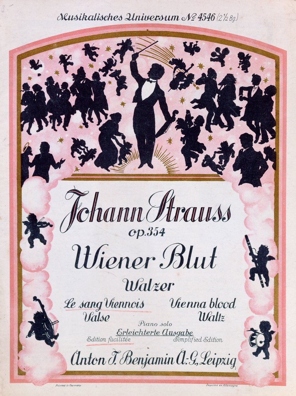 تغطية نتيجة الفالس وينر بلوت op.354 بواسطة يوهان شتراوس الثاني ، (1825-99) ، 1930 بواسطة المدرسة الألمانية