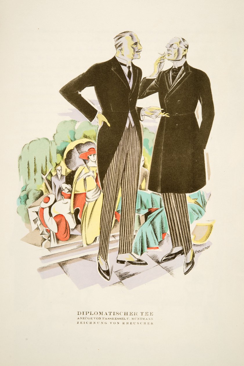 Diplomatischer Tee ، بدلات من تصميم Fasskessel U. Muntmann ، من Styl ، pub 1922 (pochoir print) بواسطة المدرسة الألمانية