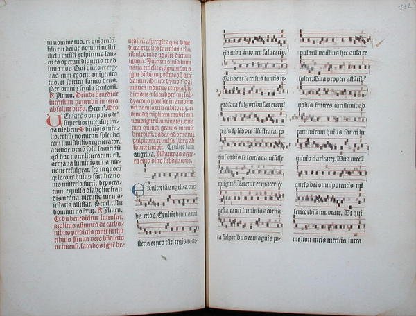 صفحة مزدوجة مع سونغ سونغ مأخوذة من incunabulum ، من Missale Romanum ، c.1482 (رق) بواسطة المدرسة الألمانية
