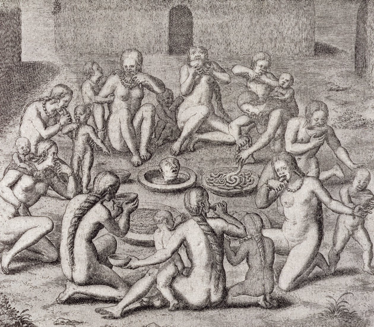 أكل لحم سجين وفقا للمؤرخ القديم ، من جستفريد &39;هيستوريا أنتيبودوم&39; ، حانة. 1655 ، من مجلد `` The Romance of the River &39;&39;. أنا ، بقلم WH Koebel ، 1914 بواسطة المدرسة الألمانية