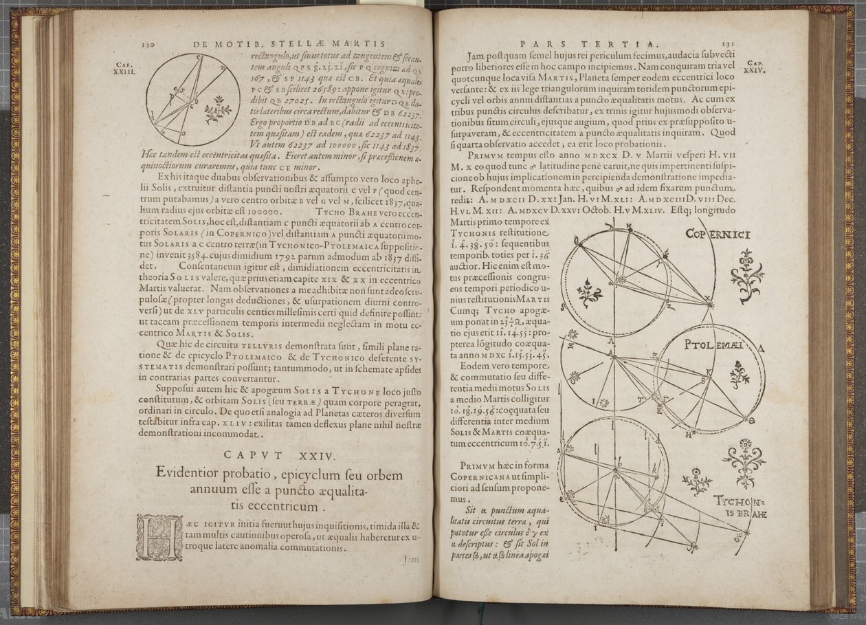 ورقة 130-131 ، "Astronomia nova Aitiologetos" ، بقلم يوهانس كيبلر (نقش) بواسطة المدرسة الألمانية