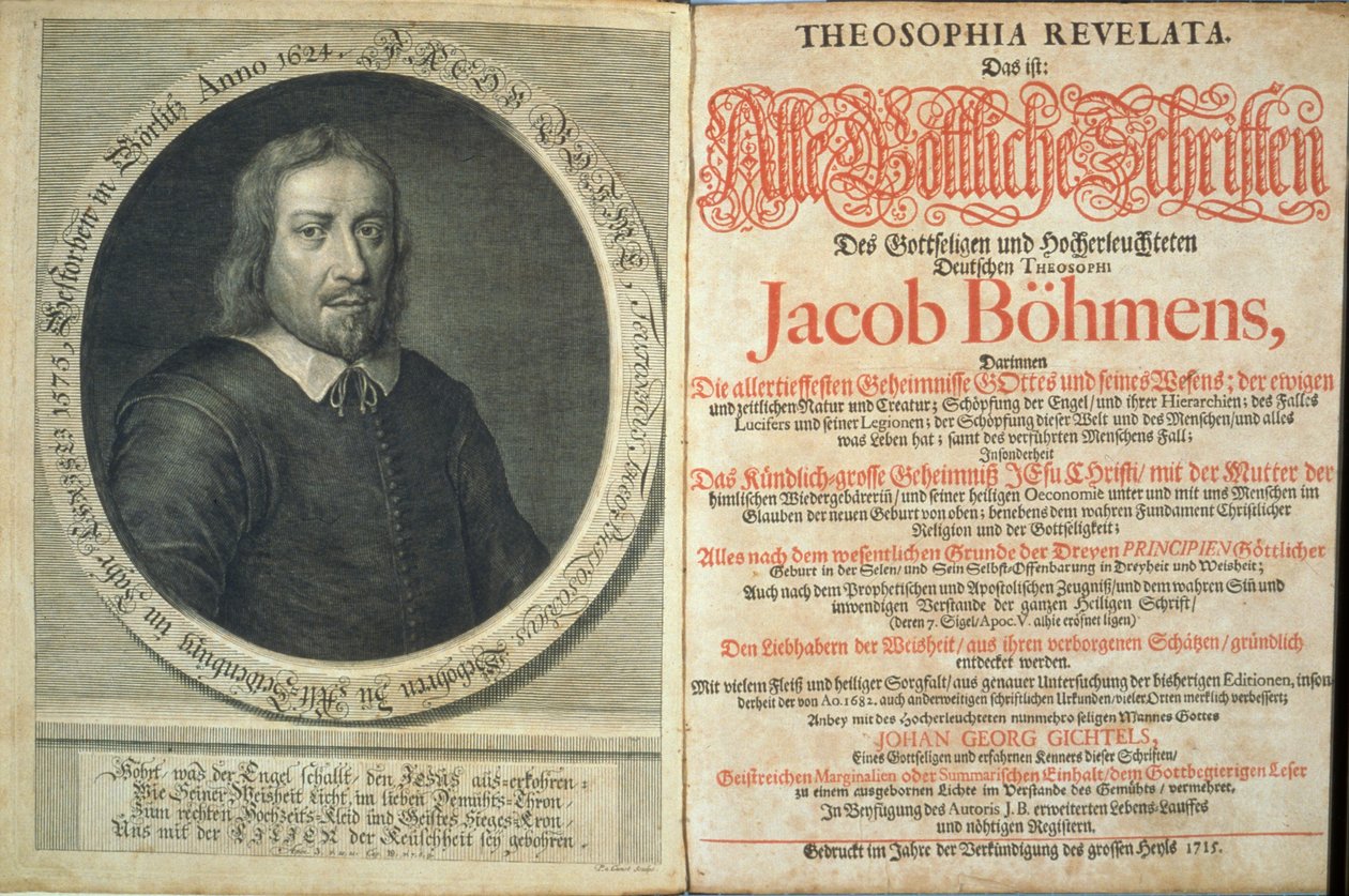 Frontispiece to Theosophia Revelata من قبل Jacob Boehme ، 1715 (طباعة ونقش) بواسطة المدرسة الألمانية