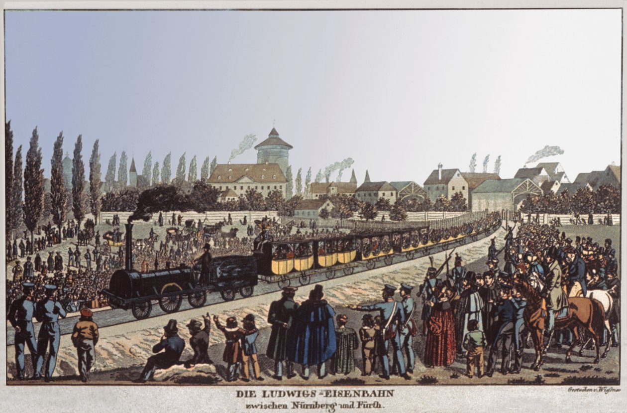 السكك الحديدية الألمانية. ج 1830-1840 (نقش) بواسطة المدرسة الألمانية