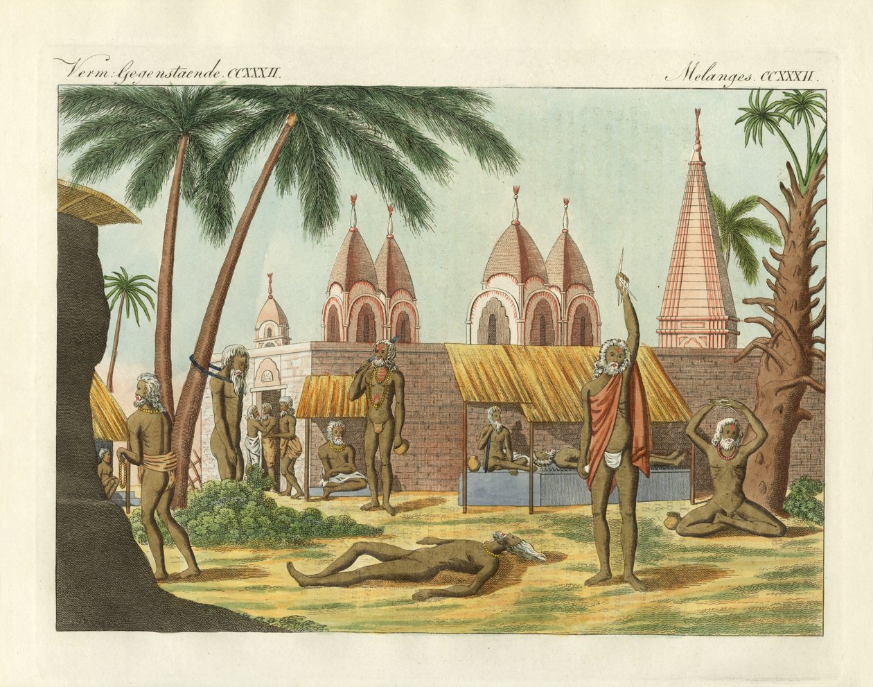 Indians fakirs (coloured engraving) بواسطة المدرسة الألمانية