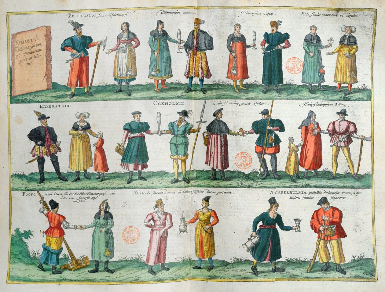 سكان Dithmarschen (الدنمارك) ، لوحة مصورة من مسرح des Cites du Monde بواسطة G. Braun ، Koln ، 1572-1618 بواسطة المدرسة الألمانية