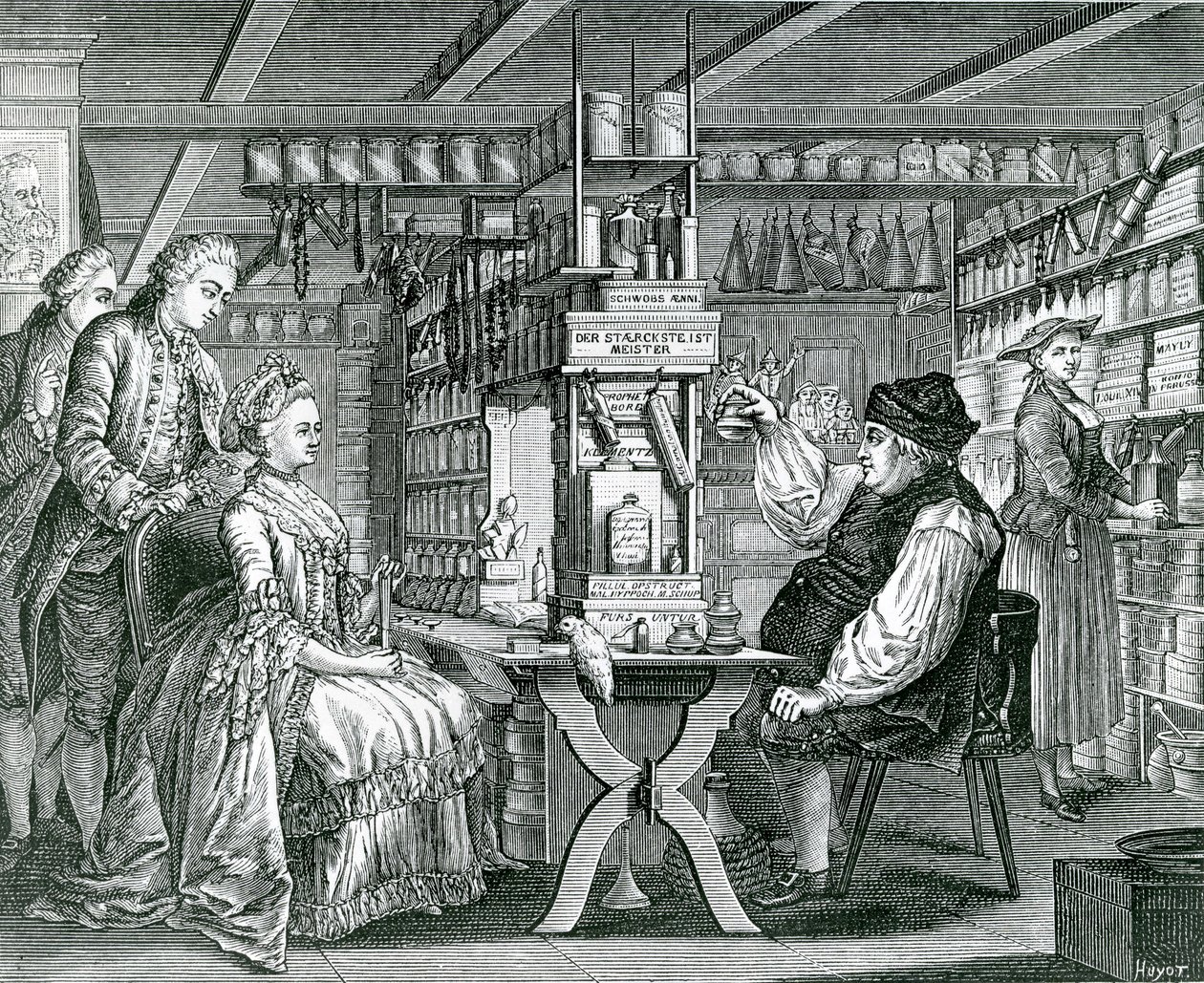 صيدلية ريفي ، مطبوعة من بارتولوماوس هوبنر (1727-1795) ، 1774 بواسطة المدرسة الألمانية