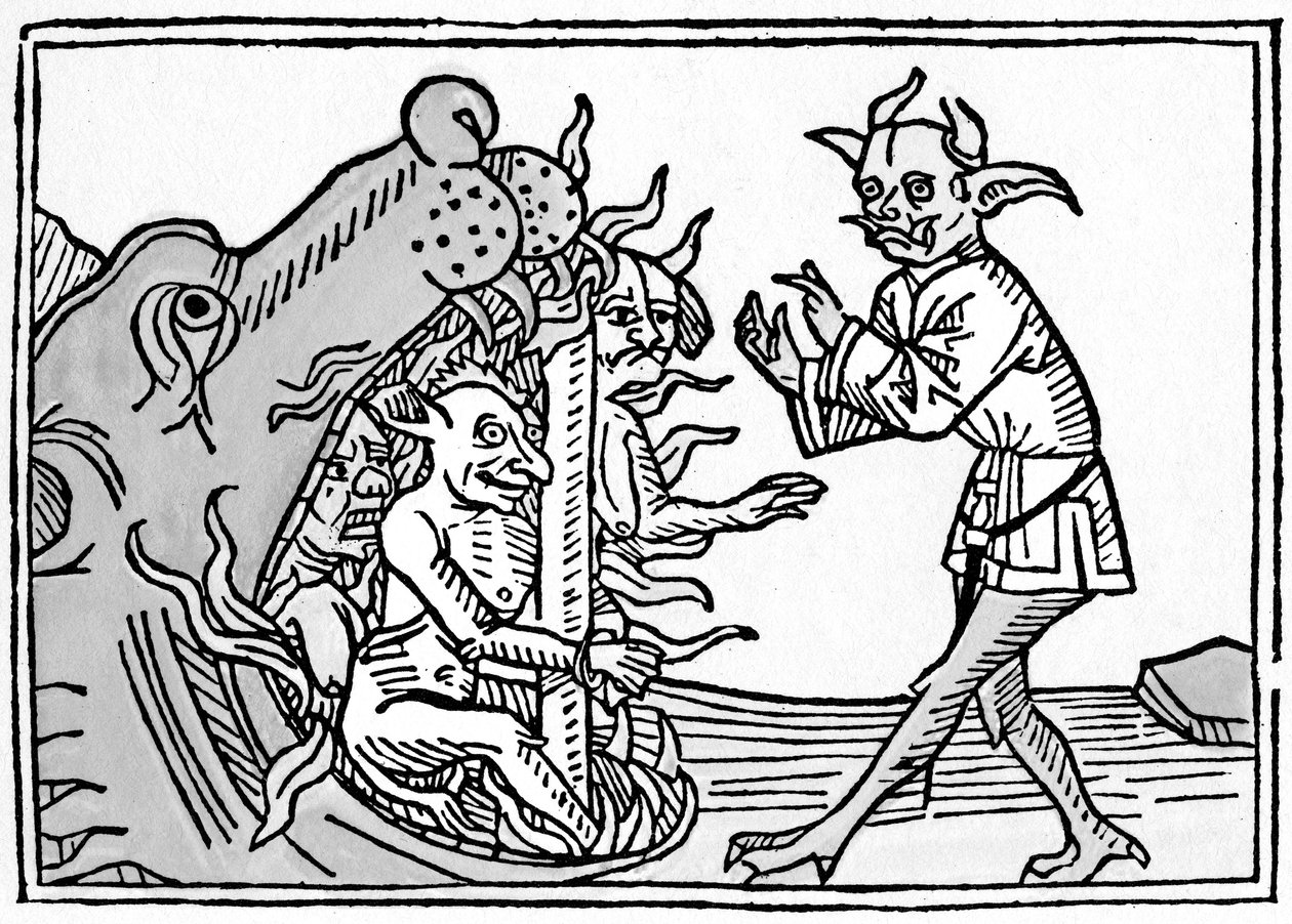 La bouche de l'enfer - Jacobus de Teramo - The Devil Belial قبل أبواب الجحيم ، من Das Buch Belial ، نُشرت في Augsburg بواسطة المدرسة الألمانية