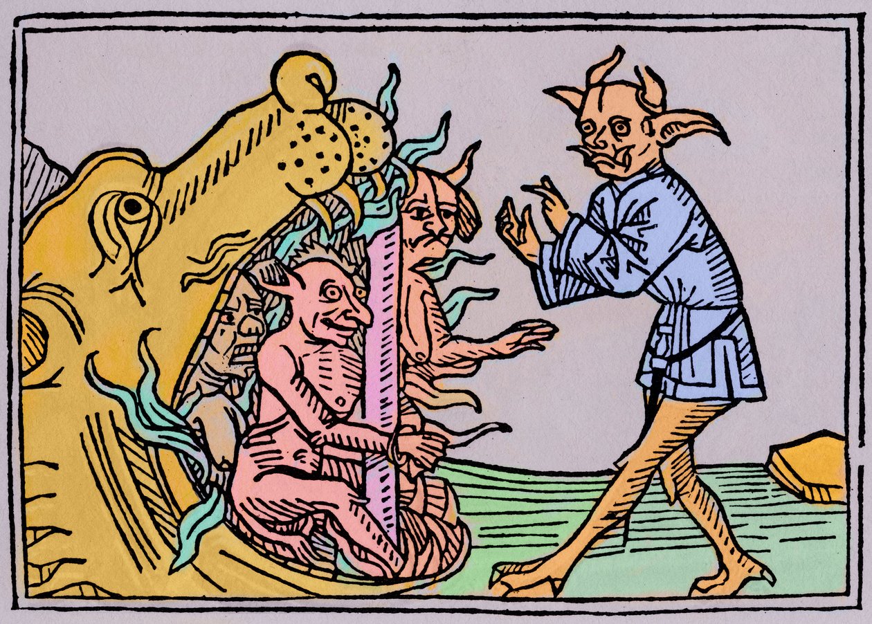 La bouche de l'enfer - Jacobus de Teramo - The Devil Belial قبل أبواب الجحيم ، من Das Buch Belial ، نُشرت في Augsburg بواسطة المدرسة الألمانية
