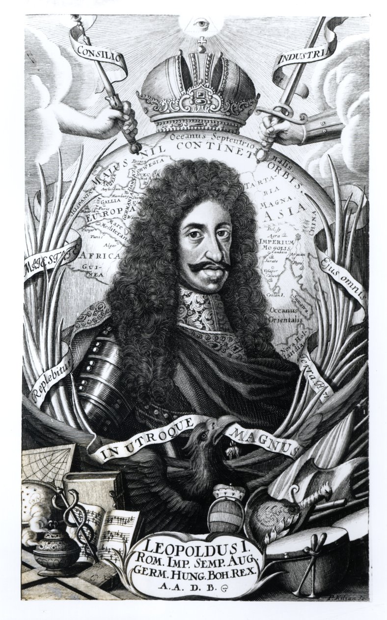 ليوبولد الأول (1640-1705) ، ملك المجر والإمبراطور الروماني المقدس ، نقشه فيليب كيليان (1628-93) بواسطة المدرسة الألمانية