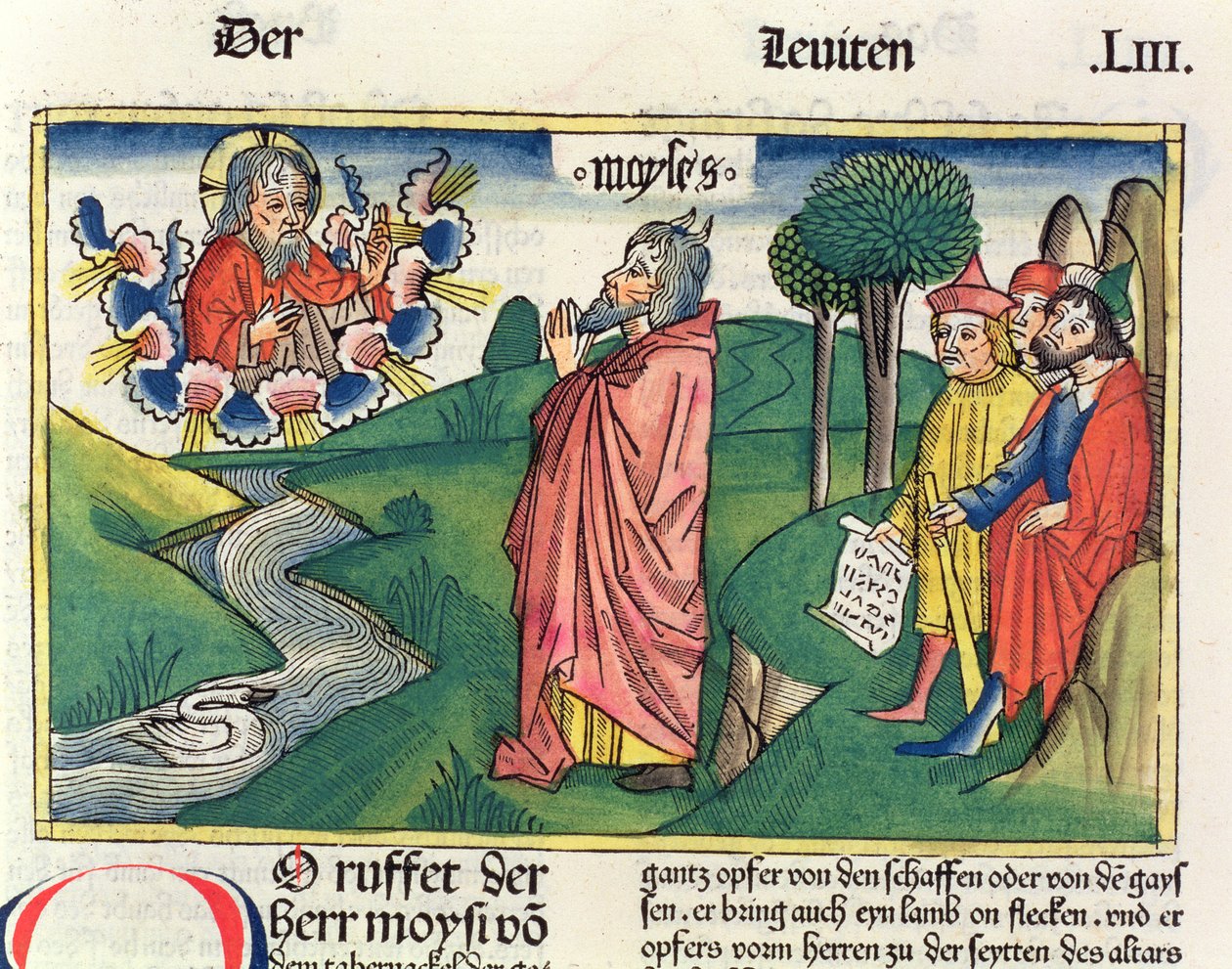 Leviticus 1 1-7 قانون القرابين ، من الكتاب المقدس نورمبرغ (Biblia Sacra Germanaica) (قطع خشبية ملونة) بواسطة المدرسة الألمانية
