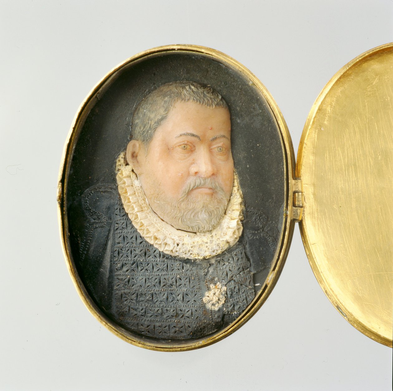 المنجد يحتوي على صورة مصغرة للشمع من Landgrave Wilhelm IV (الشمع والفضة المطلية بالذهب) (انظر أيضًا 312134 و 312135) بواسطة المدرسة الألمانية